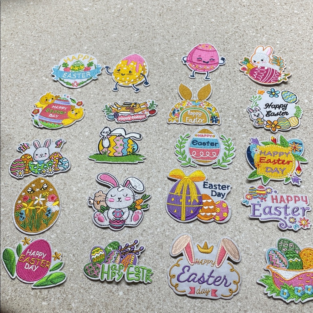 Colorful Easter Iron-On Patches 20 total